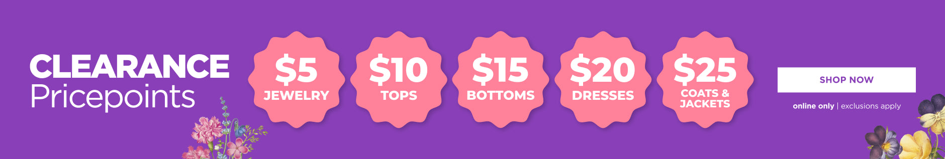 $5 and up Clearance Price Points