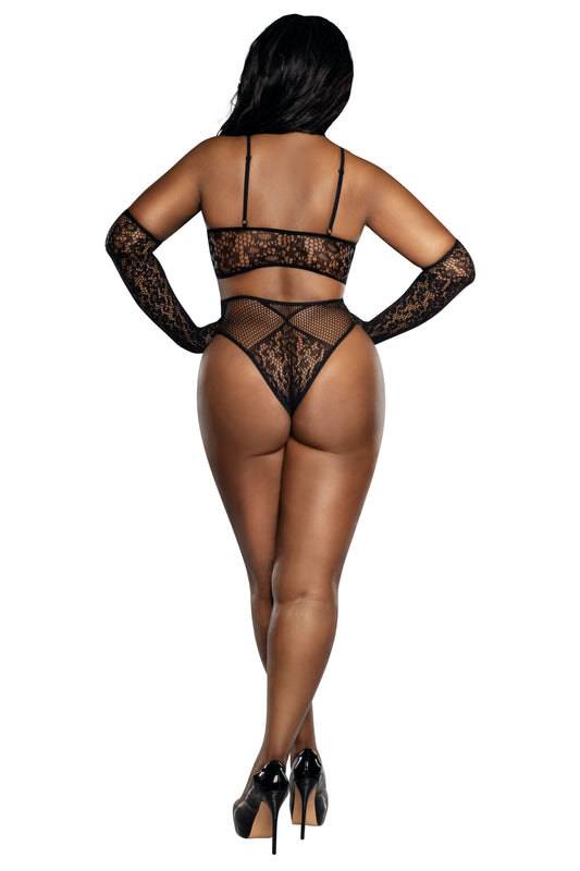 Dreamgirl Bralette Panty and Gloves Set