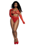 Dreamgirl Lace Bralette Panty and Gloves Set