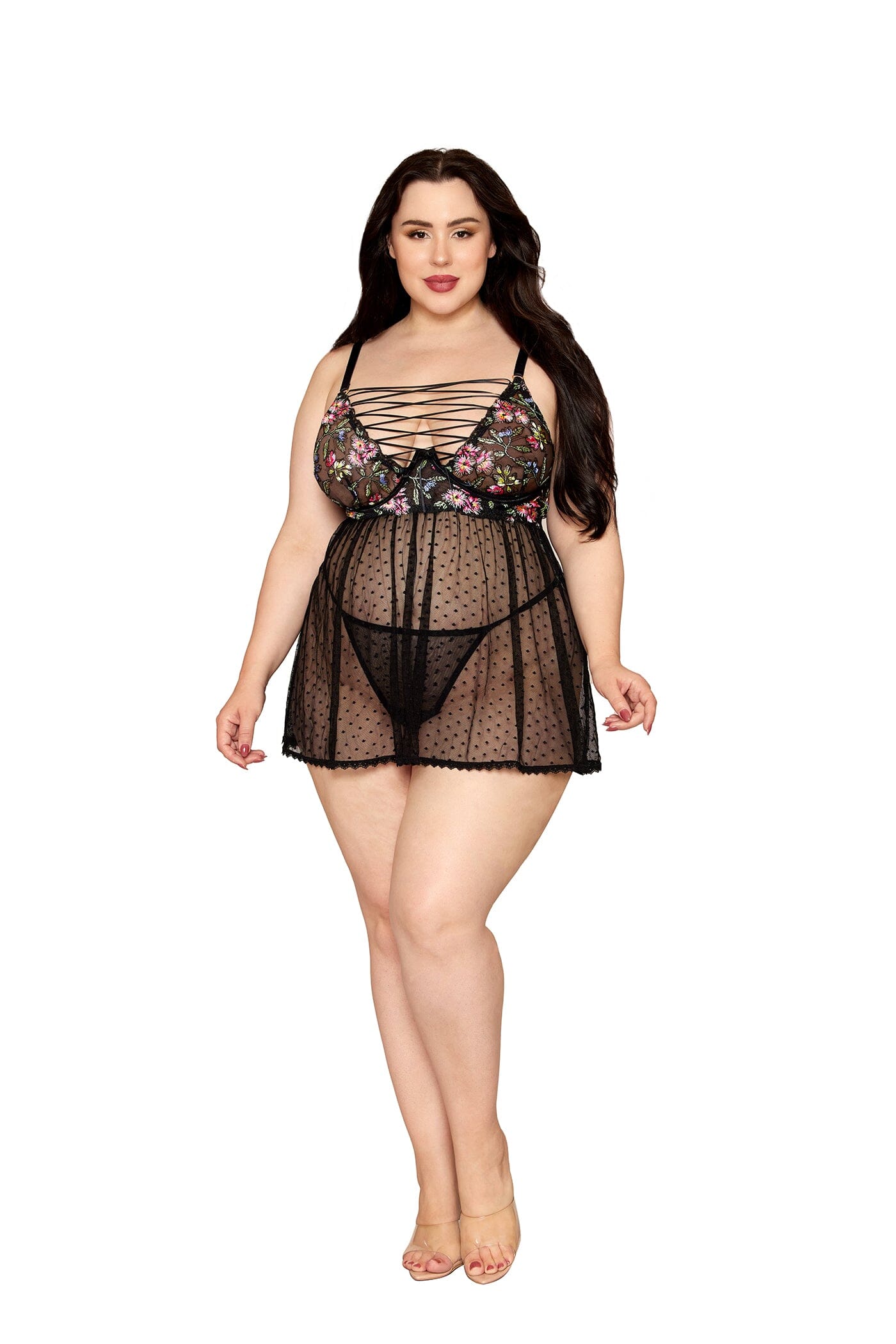 Dreamgirl Floral Babydoll And G String Set