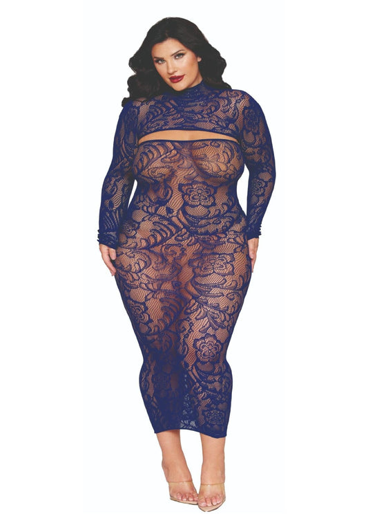 Dreamgirl Lace Shrug And Strapless Maxi Dress