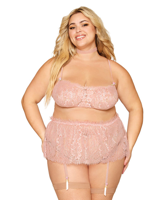 Dreamgirl Bralette Garter Skirt And Choker Set