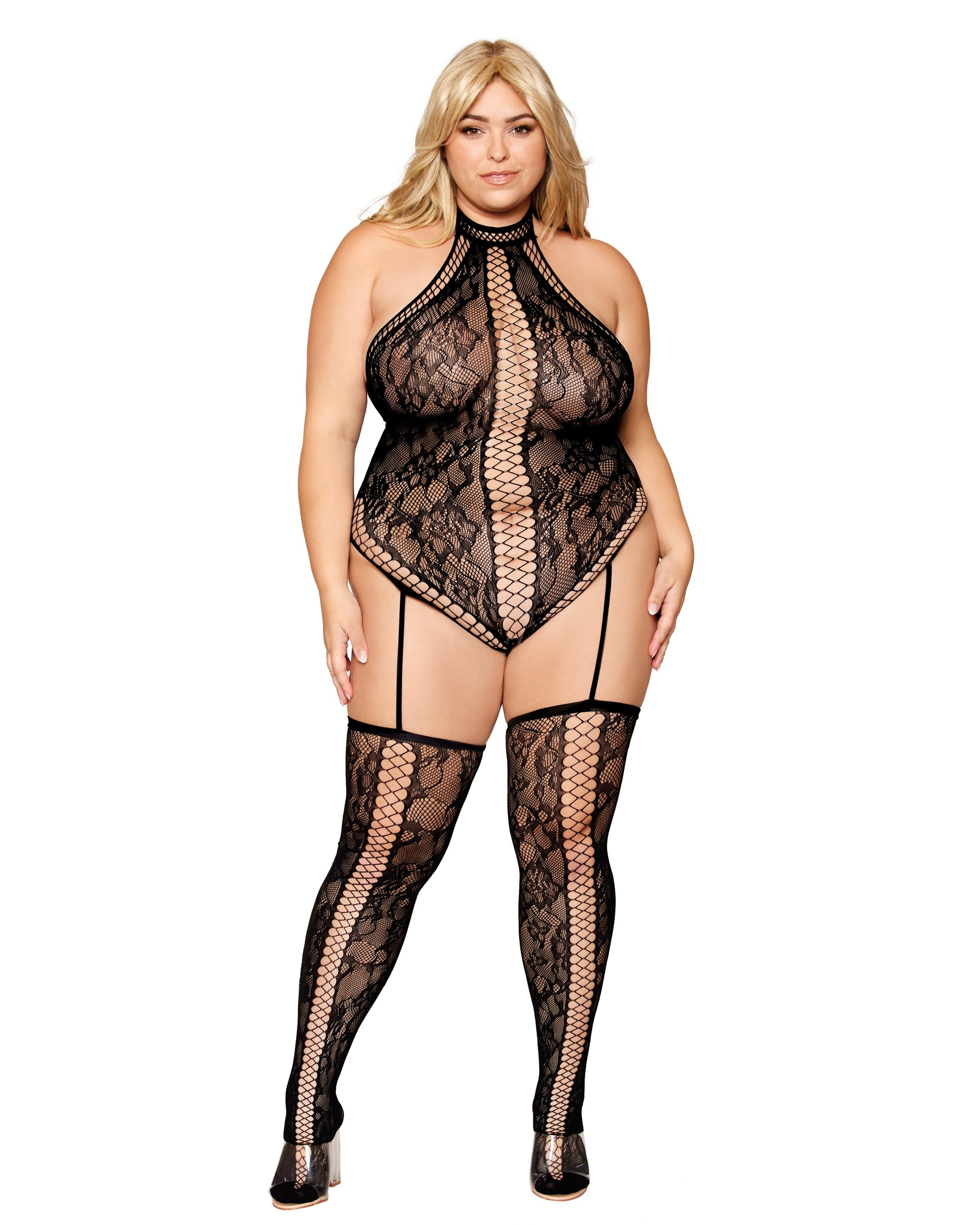 Dreamgirl Garter Teddy And Thigh High Stockings