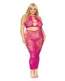 Dreamgirl Rose Fishnet Bralette And Skirt Set