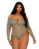 Dreamgirl Chain Trimmed Halter Mesh Teddy