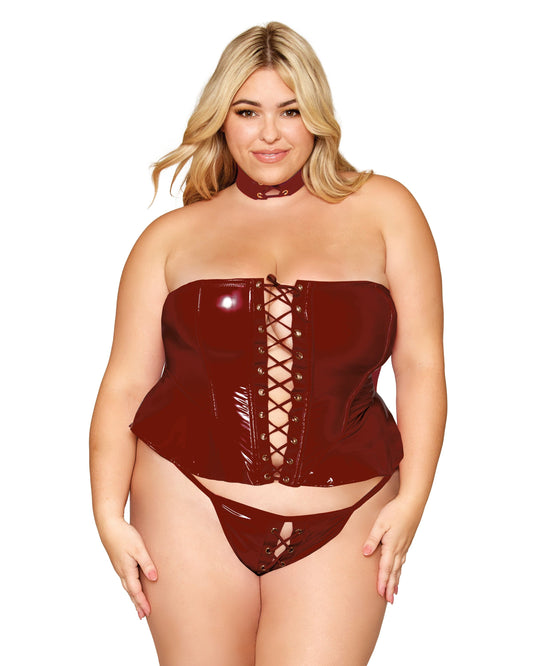 Dreamgirl Vinyl Bustier And G String Set