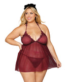 Dreamgirl Embroidery Babydoll And G String Set