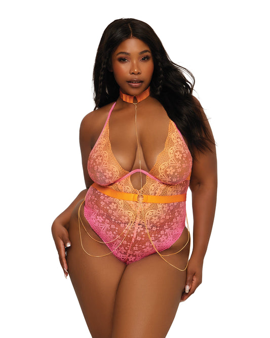 Dreamgirl Ombre Lace Teddy and Chain Harness Set