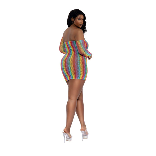 Dreamgirl Rainbow Arm Warmers And Mini Dress