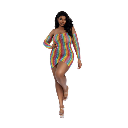 Dreamgirl Rainbow Arm Warmers And Mini Dress