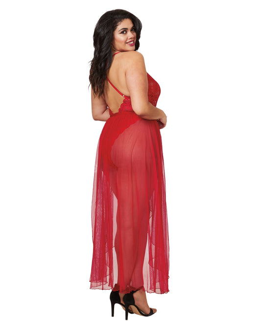 Dreamgirl Plus Size Lace Teddy And Maxi Skirt Set