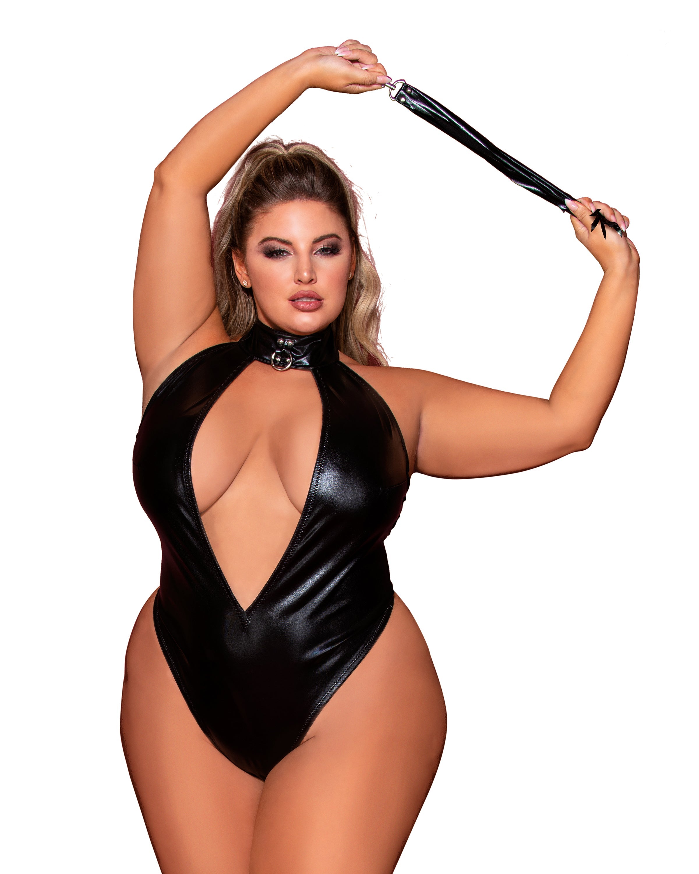 Dreamgirl Open Front Halter Teddy And Flogger Set