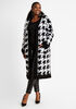 Houndstooth Open Front Duster Cardigan, Black White image number 0