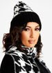 Houndstooth Pompom Beanie, Black Combo image number 0