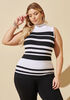 Striped Ribbed Sweater, Black White image number 2
