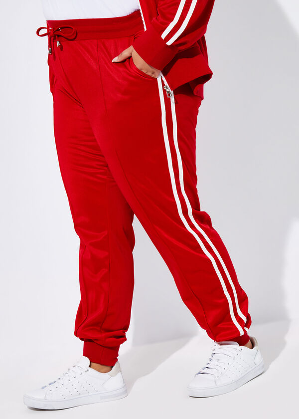 Striped Stretch Knit Joggers, Barbados Cherry image number 0