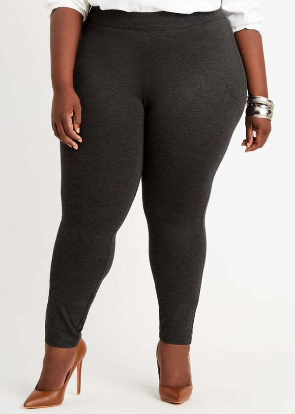 Grey Power Ponte Pull On Legging, Charcoal image number 0