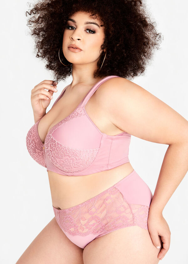 Lace Trim Full Coverage Butterfly Bra, Foxglove image number 2