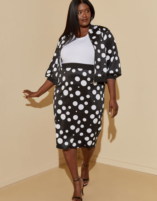 Polka Dot Pencil Skirt, Black White image number 0