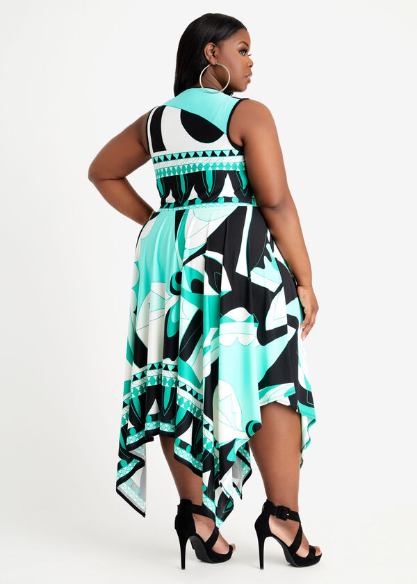 Abstract Asymmetric Maxi Dress, Green image number 1