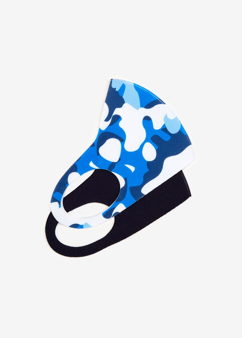 Blue Camo Fashion Face Mask Set, Blue image number 1