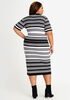 Stripe Slit Front Shirtdress, Black Combo image number 1