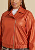 Faux Stretch Leather Bomber Jacket, Bombay Brown image number 2