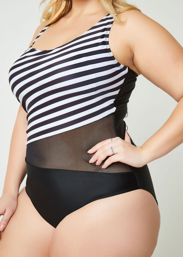 Nicole Miller Striped Swimsuit, Multi image number 2