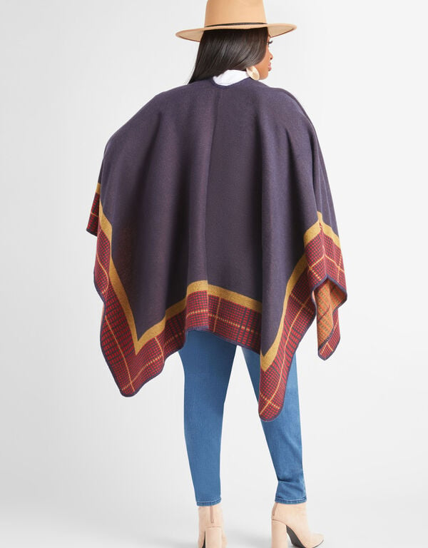 Colorblock Knit Poncho, Multi image number 1