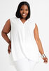 Sleeveless Hi Low Button Up, White image number 0