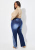 Frayed Paisley Flared Jeans, Medium Blue image number 1