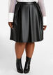 Pleated Faux Leather A Line Skirt, Black image number 0