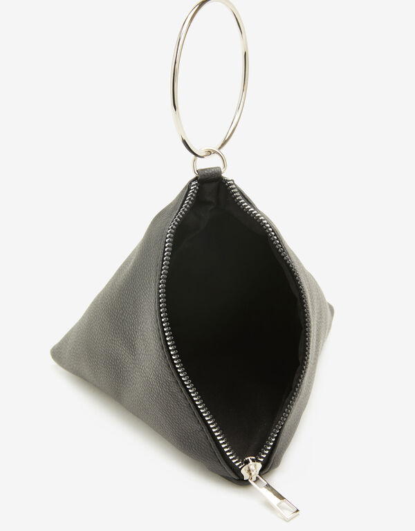 Faux Leather Pyramid Wristlet, Black image number 1