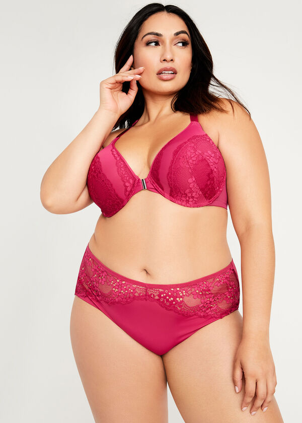 Lace Fun & Flirty Front Clasp Bra, Sangria image number 0