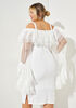Ruffled Mesh Bodycon Dress, White image number 1