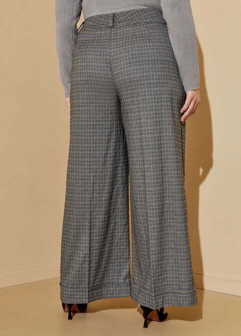 Cuffed Plaid Trousers, Grey image number 1