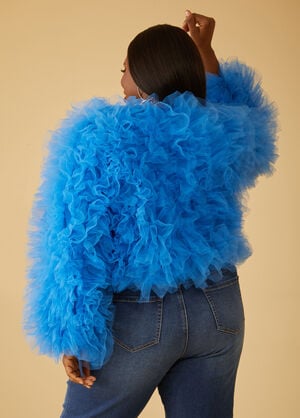 Ruffled Tulle Jacket, Blue image number 1
