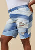 Distressed Patchwork Denim Shorts, Denim Blue image number 3