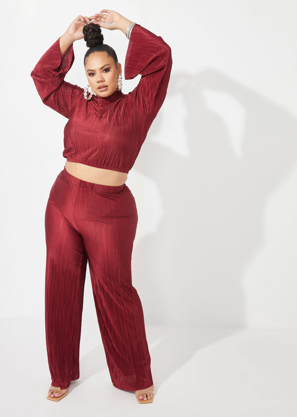 The Kylie Wide Leg Pants, Wine image number 2