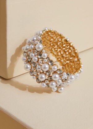 Faux Pearl And Crystal Bracelet, Pearl image number 1