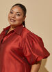 Taffeta Puffed Sleeve Shirt, Barbados Cherry image number 4