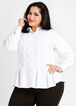 Pleated Cotton Button Up Top, White image number 0
