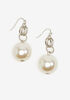 Chain And Faux Pearl Drop Earrings, Pearl image number 0