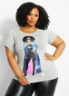 Sequined Glitter Diva & Puppy Tee, Heather Grey image number 0