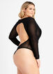 Mesh Open Back Lingerie Bodysuit, Black image number 3