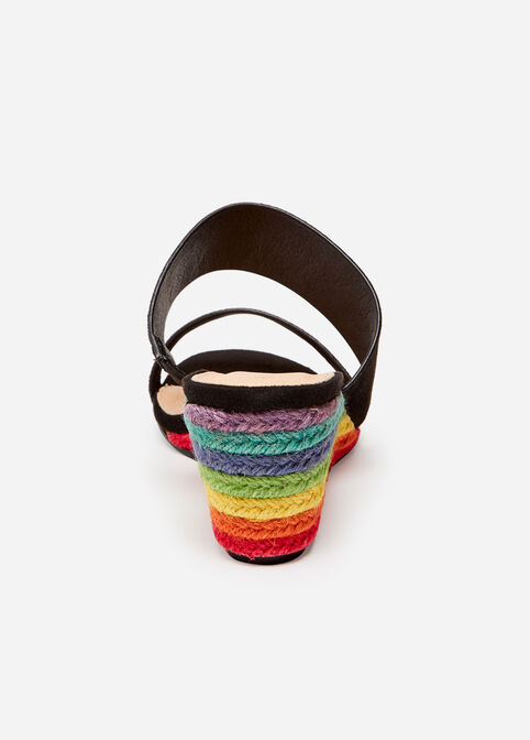 Faux Suede Rainbow Wedge Sandals, Multi image number 2