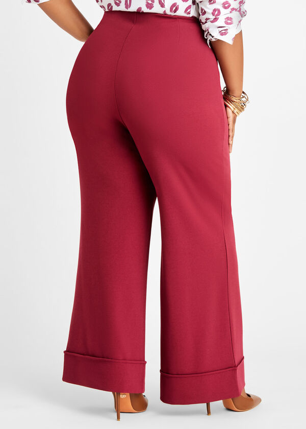 Red High Waist Wide Leg Pant, Rhododendron image number 1