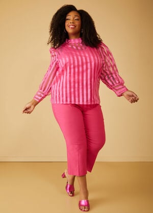 High Waist Power Twill Capris, Pink Peacock image number 0