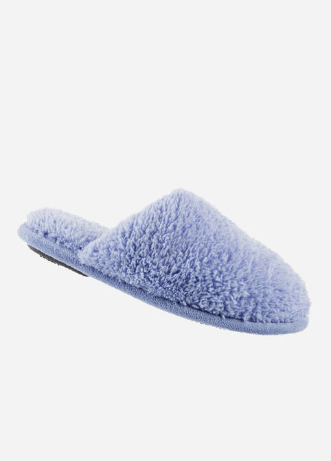 Isotoner Fuzzy Clog Slippers, Blue image number 0