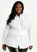 Lace Up Belted Button Up Tunic, White image number 0